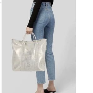 NWT ATM Anthony Thomas Melillo Suede OS Tote Beige Gold